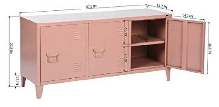 Metal Storage Clay Pink Peach Office Storage Organizer 2 Tier Steel Kids Cabinet