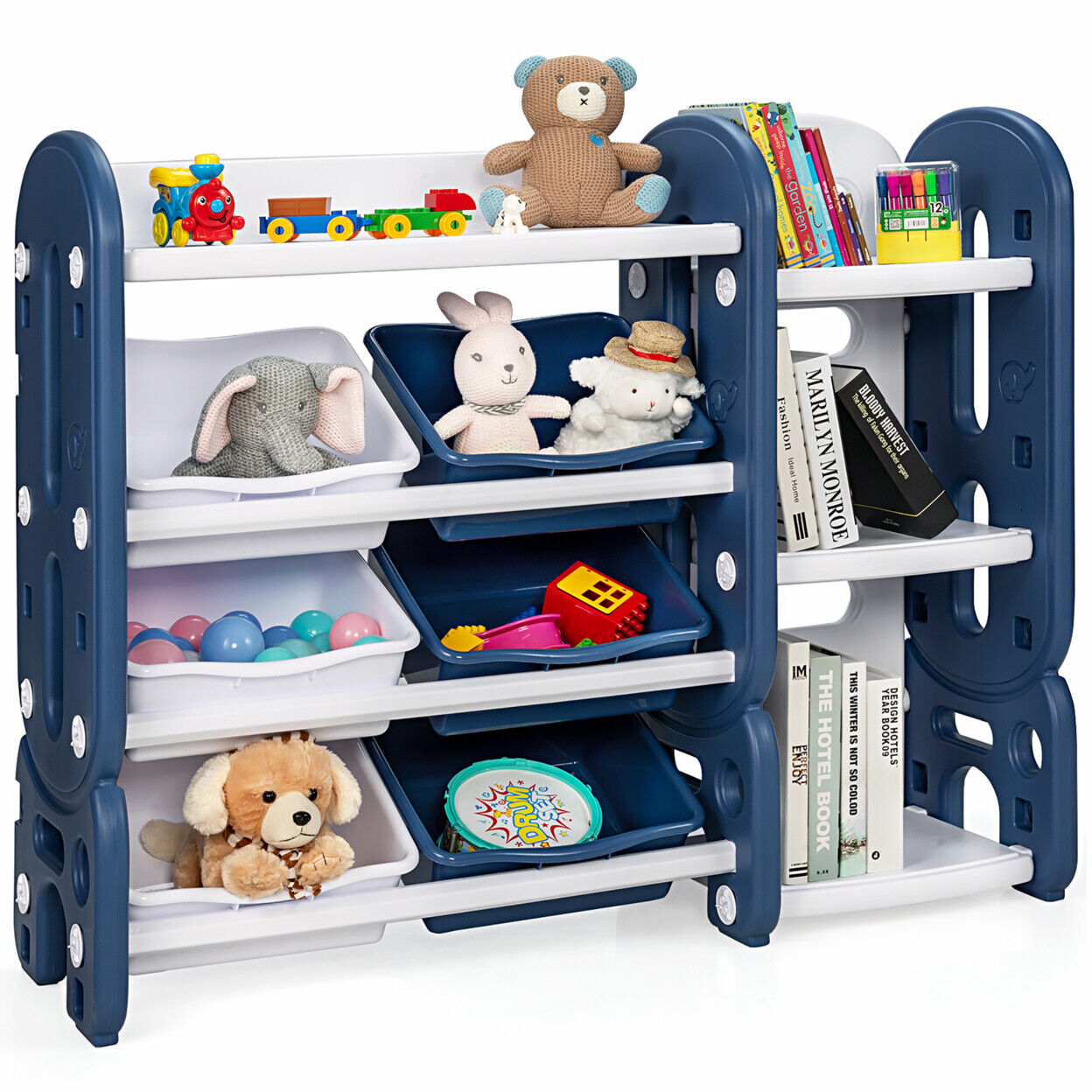Costway Kids Toy Storage Organizer W/bins And Multi-layer Shelf For Bedroom