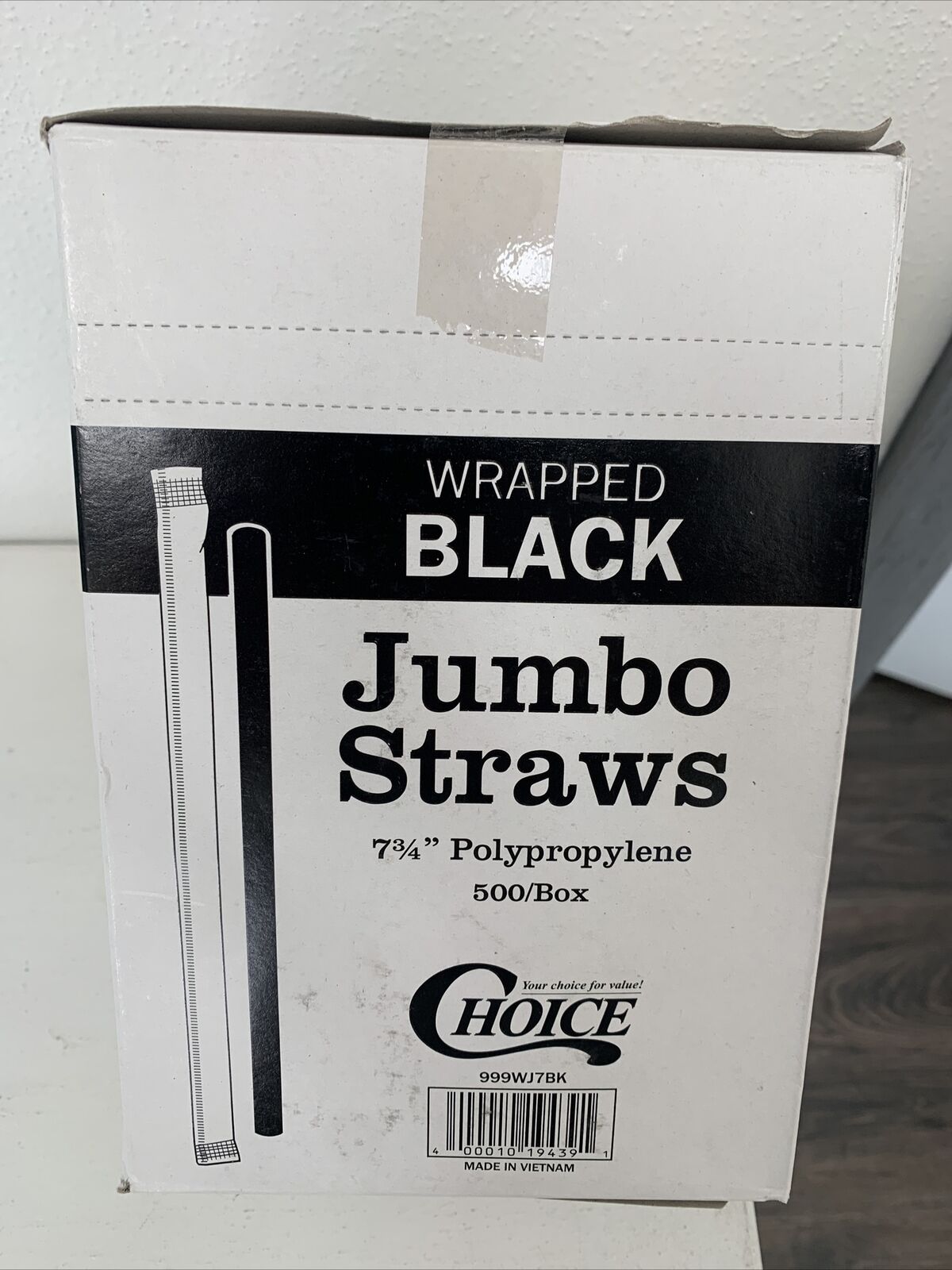 Choice Jumbo Straws 7 3/4” Wrapped  (500 Per Box)
