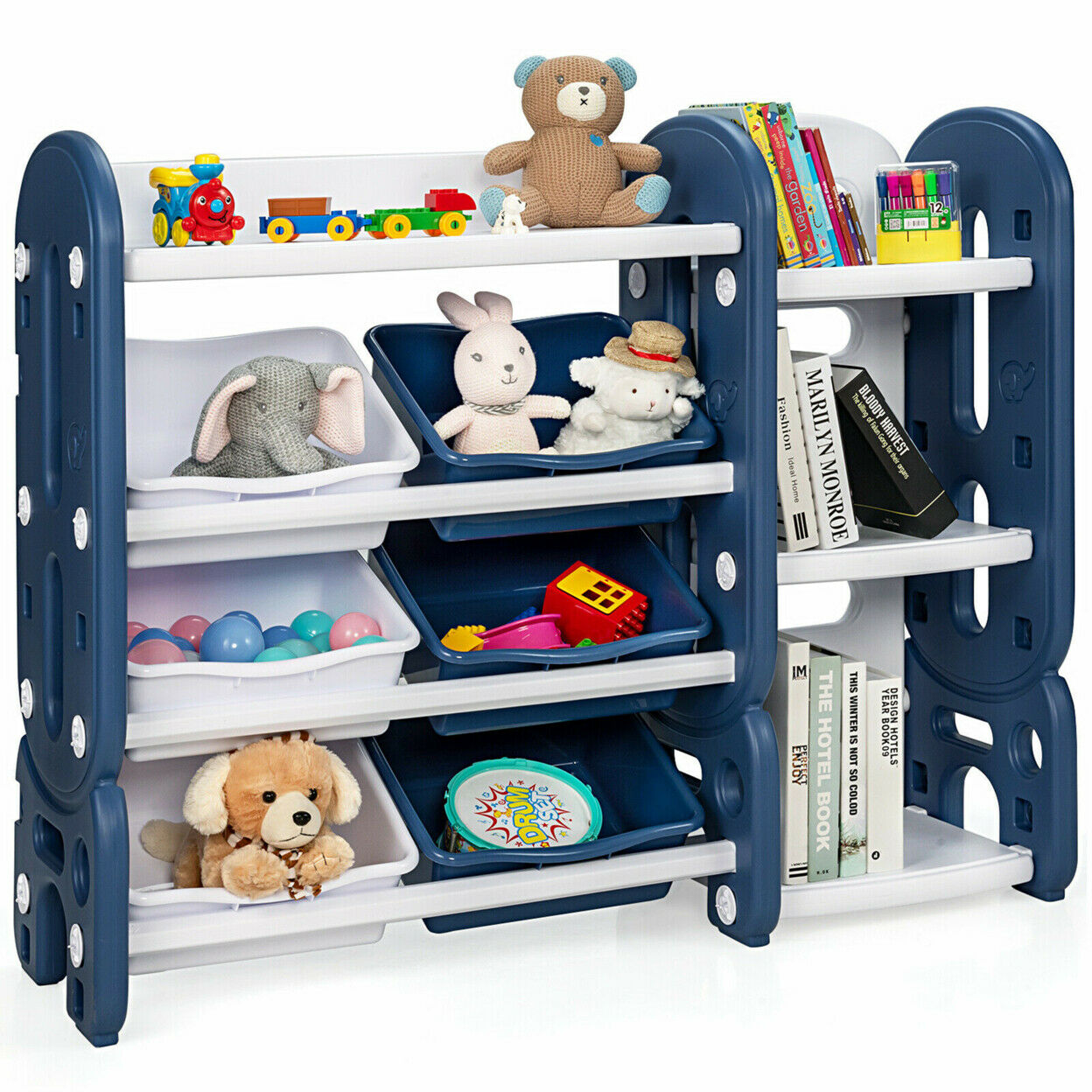 Gymax Kids Toy Storage Organizer W/bins & Multi-layer Shelf For Bedroom Playroom