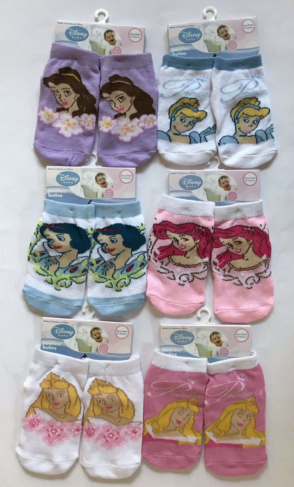 Disney Princesses Infant Toddler Booties Socks 18-24 Month 6 Designs New